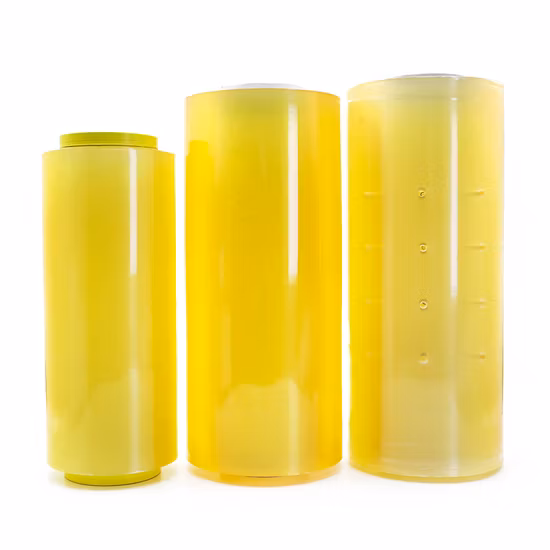 Rotolo Jumbo di pellicola trasparente in PVC per uso alimentare, ad alta elasticità, trasparente, impermeabile, per imballaggio in plastica estensibile